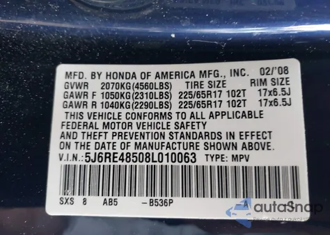 2008 Honda Cr-V Ex z USA, uszkodzony, nr VIN 5J6RE48508L010063